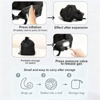 2-in-1 Inflatable Foot Hammock & Lumbar Support – Premium TPU Material, Adjustable Support for Airplane, Office & Home – Lightweight, Portable & Travel-Ready (Black)