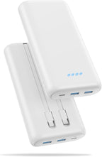 Ekrist Upgraded Portable Charger 40800mAh Power Bank - Portable Battery with 2 Built in Cables,PD 25W USB C Fast Charging Battery Pack Compatible with iPhone 17 16 15 14 13 Android Phone etc-White
