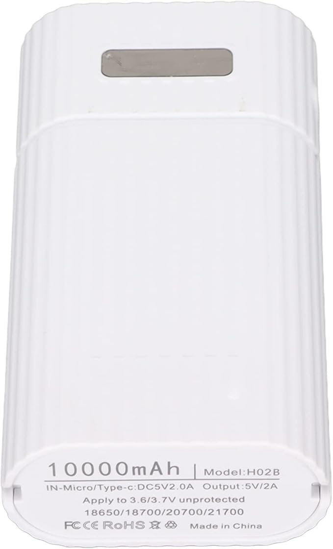 SUNGOOYUE DIY Power Bank Case H02B, Portable Battery Charger with Micro Type C Input for Mobile Phone MP3 MP4 Digital Camera, ABS Material (White)