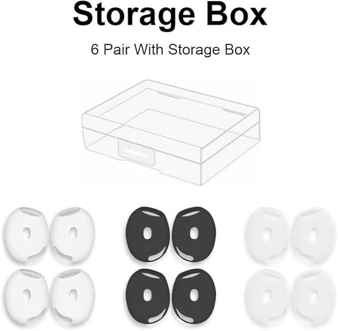 6 Pairs Ear Cover for AirPods 4,Anti Slip Ear Skin Tips Accessories Sport Ultra Thin Slim Soft Silicone Ear Tips Earbuds Gel Cover Compatible with AirPods 4th Generation (Black+White+Clear)