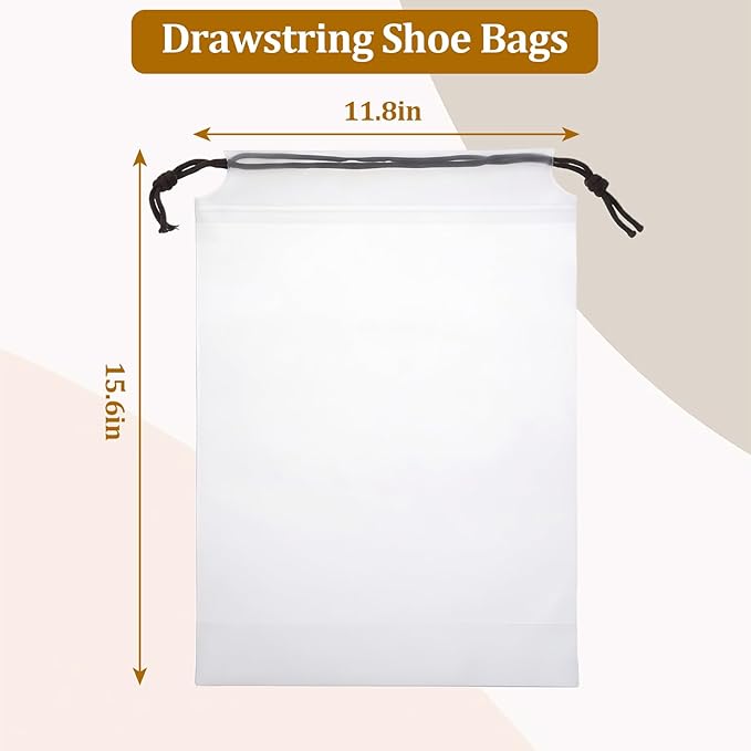 Drawstring Shoe Bags Shoe Bags for Packing, Storage Reusable Waterproof Shoe Organizers for Sneakers & Clothes, Translucent Travel Bags for Men Women (8 Pack)