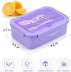 Bento Boxes for Adults - 1100 ML Bento Lunch Box Container For Kids With Spoon & Fork - Durable Perfect Size for On-the-Go Meal, BPA-Free and Food-Safe Materials(Purple)