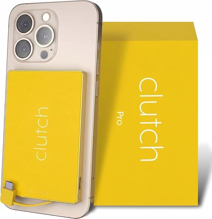 Clutch - Pro USB-C Portable Charger - Compatible with iPhone 15, 16, 17 & Android Devices - Power Bank Magnetic Battery - TSA Travel Approved - USB Rechargeable - Built-in Cable - 5000 mAh - 3.7oz