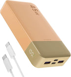 JUOVI J2621 Power Bank Portable Charger 20000mAh 45W, PD3.0 QC 4.0 Fast Charging Battery Pack with LED Display,2 USB-C,2 USB-A for iPhone 15 16, MacBook