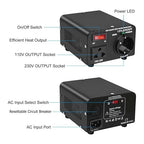 Yinleader 110v to 220v European Voltage Converter Transformer 500W Step Up Converter 110/120 Volt to 220/230/240 Volt or Step Down 220 to 110,[110V US Power Cord Included Only, No 220V Cord]