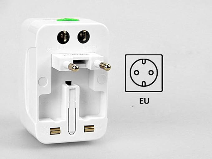 T POWER - Universal World Wide Travel Plug Adapter - White Electronics Worldwide AC Outlet Plugs Adapters for Europe, UK, US, AU, Asia-Blue
