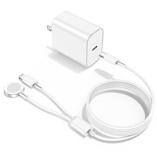Upgraded Apple Watch Charger, Magnetic 2 in 1 Charger, USB C Charger Block Plug Adapter with 3.3FT iWatch Portable Wireless Fast Charging Cable Cord for iWatch Series Ultra/9/8/7/6/SE/SE2/5/4/3
