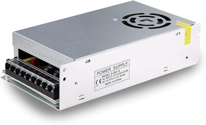 20A 250W 12V DC Power Supply, Universal Regulated Switching AC 110V/220V to DC Converter (SMPS) Transformer Driver Adapter for LED Strip Lights, CCTV Camera System, 3D Printer, Radio, Computer Project