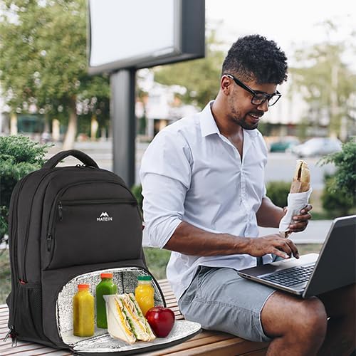 MATEIN Lunch Backpack for Men, 18 Inch Large Insulated Backpack Cooler with Lunch Compartment, Water Resistant Laptop Back pack with Lunch Box Bag for Work Travel Business College Picnic