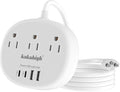 Brazil Power Adapter, Outlet Adapter for Brazil with 3 American Outlets 4 USB Ports (2 USB-C) Total 24W, Type N Plug Adapter for USA to Brazil, 3FT