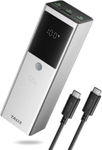 TALIX 125W Power Bank, 12800mAh Portable Laptop Charger with 240W USB-C Cable and 3-Port, PD Fast Charging Battery Pack for Laptop/Lenovo/Dell/MacBook/iPhone 17/Moto/Samsung S26, TSA Approved
