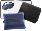 Lewis N. Clark Ultimate Comfort Set + Portable Travel Kit for Airplane, Includes Inflatable Pillow + Zippered Carrying Case, Cozy Fleece Blanket, Eye Mask for Sleeping & Foam Ear Plugs, Navy