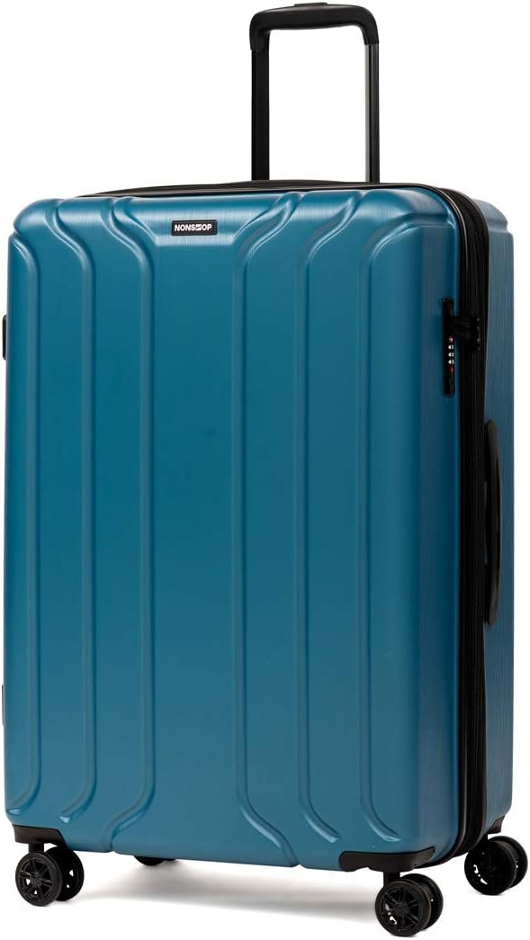 NONSTOP NEW YORK Luggage Expandable Spinner Wheels hard side shell Travel Suitcase Lightweight, TSA Lock, Double USB Port (Teal, 3-Piece Set (20/24/28))