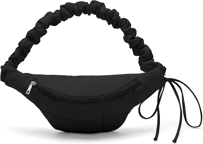 WESTBRONCO Puffer Fanny Packs for Women Small Crossbody Sling Bag, Nylon Quilted Belt Bag for Travel Hiking Running Waist Bag with Adjustable Strap