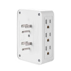 6 Outlet Wall Adapter, UL Listed 3-Prong Grounded Outlet to The Side, Wall Plug Side Access Adapter, 6 Way Outlet Extender Tap, White (1)