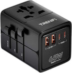 65W GaN+ Universal Travel Adapter | Five-Port USB-C PD3.0 USB-A QC3.0 AC Outlet, International Plug Charger for Laptop iPhone iPad, US UK EU AUS 200+ Countries