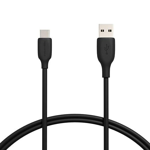 Amazon Basics USB-C to USB-A 2.0 Fast Charging Cable, 480Mbps Data Transfer Speed, USB-IF Certified, Durable, for Apple iPhone 16/15, iPad, Samsung Galaxy, Tablets, Laptops, 3 Foot, Black