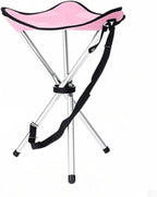Folding Camping Stool,16.5" Folding Camping Chairs,Portable Tripod Seat,Outdoor Travel Tall Chair for Camping Walking Hunting Hiking Fishing Mountaineering Picnic Beach BBQ Garden Lawn(Pink)