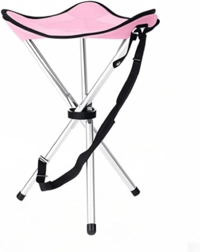 Folding Camping Stool,16.5" Folding Camping Chairs,Portable Tripod Seat,Outdoor Travel Tall Chair for Camping Walking Hunting Hiking Fishing Mountaineering Picnic Beach BBQ Garden Lawn(Pink)
