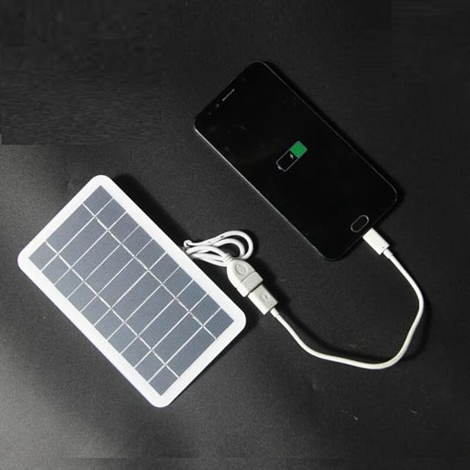 5V High Power USB Solar Panel Outdoor Waterproof Hike Camping Portable Cells Battery Solar Charger for Mobile Phone, White & Black