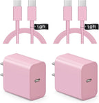 iPhone 17 16 15 Charger Fast Charging 10FT - 20W USB C Charger Block with 10FT Type C to C Cable Compatible with iPhone 17/17 Pro/17 Pro Max/Air/16/16e/15, iPad Pro, iPad Air (Pink)