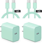 iPhone 17 16 15 Charger Fast Charging 10FT - 20W USB C Charger Block with 10FT Type C to C Cable Compatible with iPhone 17/17 Pro/17 Pro Max/Air/16/16e/15, iPad Pro, iPad Air (Green)