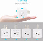 Multi Plug Outlet Extender, Vsanstar 3 Prong Wall Tap 4 Way AC Electrical Outlets Power Strip, Power Plug Splitter Grounded to USA Adapter for Home Office, Kitchen (USA Plug Outlet)