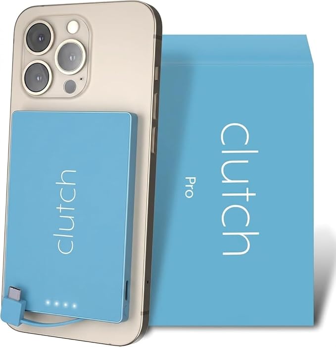 Clutch - Pro USB-C Portable Charger - Compatible with iPhone 15, 16, 17 & Android Devices - Power Bank Magnetic Battery - TSA Travel Approved - USB Rechargeable - Built-in Cable - 5000 mAh - 3.7oz