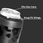 HydroJug Standard Can Cooler - 2-in-1 Insulated Can Cooler Cup - Stainless Steel Can Holder with Non-Slip Rubber Base - Screw-Top Lid - Dishwasher Safe - 12oz, Black Leopard