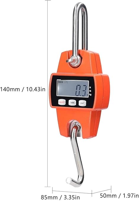 Portable Luggage Scale, Portable Digital Crane Scale 300kg Electronic Crane Scale DIY Weighing Tool Industrial Heavy Duty Weight Stainless Steel Hook Scale LCD Digital Hanging Scale