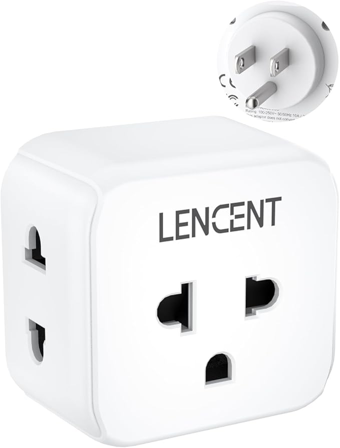 LENCENT EU to US Plug Adapter, European to USA Outlet Adaptor, Travel from Europe to American Outlet, 3-Sided Outlet Extender, Wall Tap, Mini Charger Box, Travel Plug Converter