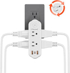 Outlet Extender Surge Protector, 360° Rotating Plug Power Strip with 6 AC Outlets, 3-Sided Space Saving Design, 3 Ports (2 USB-A + 1 USB-C) Multi Plug Expander On/Off Switch for Home, Office, Travel