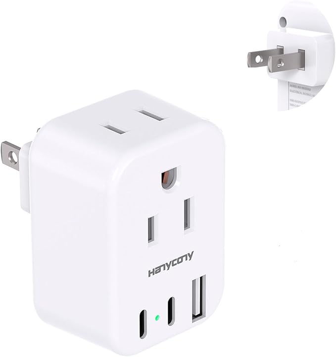 HANYCONY US to Japan Plug Adapter, Japan Power Travel Adpter with 2 Outlets 3 USB Ports(2 USB C), Type A Plug Adapter for Amercian USA to Japanese China Canada Mexico Philippines Peru
