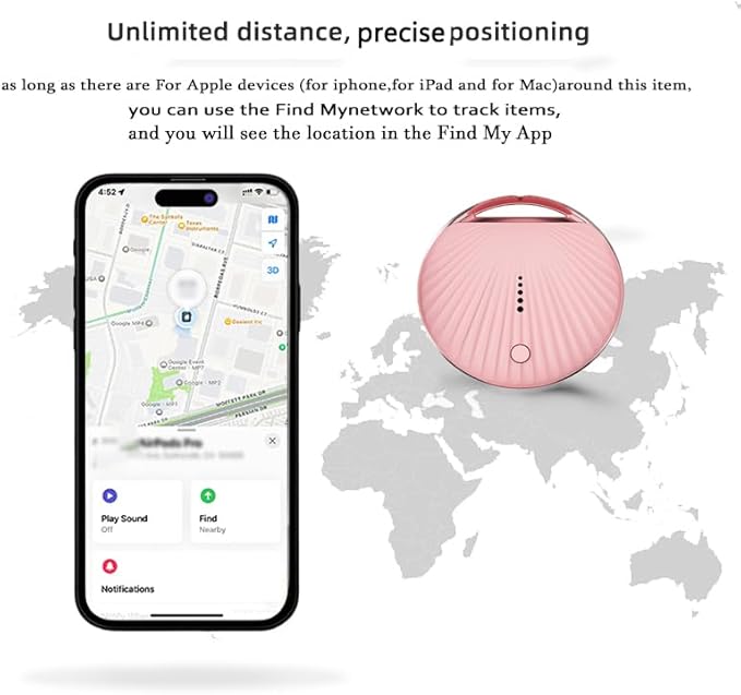 GPS Tracker for Vehicles No Subscription, Real-Time Smart Tracking Devices for Cars Hidden, Key Finder Locator with Sound, with Find My (iOS Only), for Luggage, Pet, Kids, Key, Wallet & More