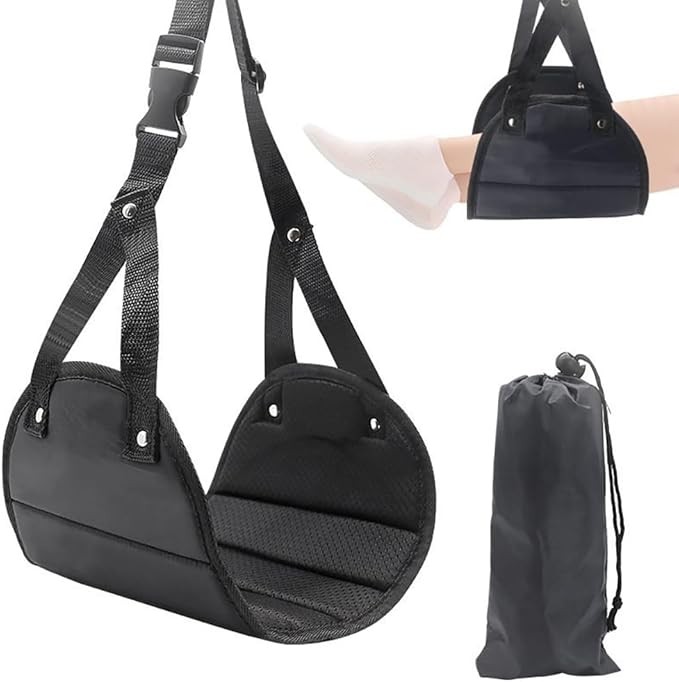 Airplane Foot Hammock Airplane Travel Footrest Hammock Comfy Foot Hanger Plane Footrest for Long Trip Desk Travel Essentials, 2Pack