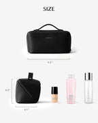 EACHY Travel Makeup Bag, Large Capacity Cosmetic Bag for Women, Waterproof PU Leather, Flat Open Portable Toiletry Bag for Skincare, Brushes & Travel Essentials