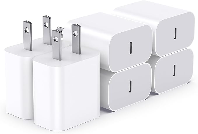 USBC Charger Block for iPhone 17 Charging Plug,MFI Certified Fast USB C Wall Cube 6Pack Power Adapter for iPhone 17/Air/16/16E Pro/Plus/Pro Max/15/14/13/12/11,for iPad Air/Mini USB-C Charge Brick Box