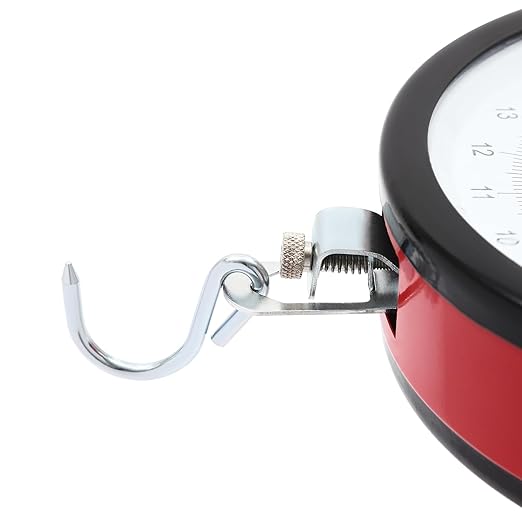 Double-Sided Dial Hanging Scale,22LBS Mechanical Hanging Scale,Commercial Circular Hanging Scale with Chain for Deli,Restaurants,Supermarkets,Grocery Stores (Red/Black)