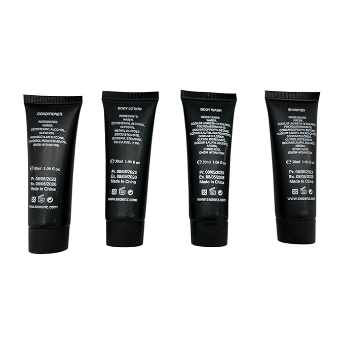 24 Piece Hotel and B&B Toiletry Kit | 1oz Shampoo, Conditioner, Body Wash, Lotion, Bar Soap, Shower Cap, Razor, Toothbrush, Qtips & Makeup Wipes (Kit, 50)
