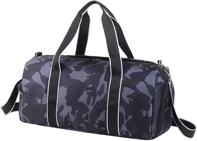 mezhsa Kids Overnight Duffle Bag Girls Boys Sports Gym Bag with Shoe Compartment Wet Pocket Camouflage travel bag(Grey)