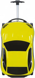 Kids Car Shaped Luggage Telescopic Handle Child's Sit on Suitcase Lightweight 3D Cartoon Car Suitcase for Young Children, Vacation, Airport, Yellow
