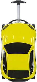 Kids Car Shaped Luggage Telescopic Handle Child's Sit on Suitcase Lightweight 3D Cartoon Car Suitcase for Young Children, Vacation, Airport, Yellow