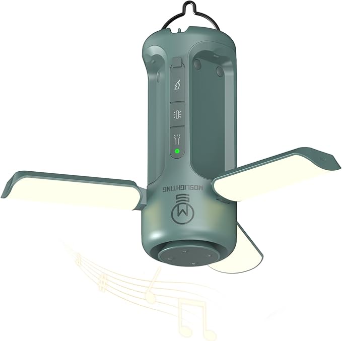 4 in 1 Foldable Camping Lantern with Bluetooth Speaker, Portable Flashlight, LED Folding Tent Lights, 750Lm, 5 Modes