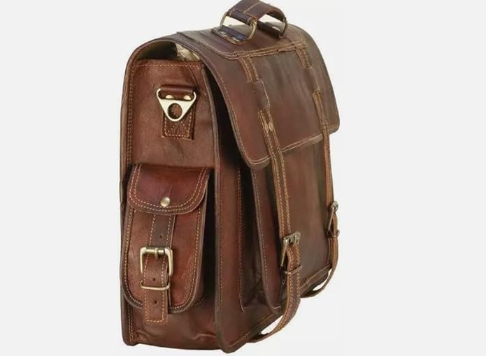 RAJERIYA Leather Messenger Bag for Men, 18 Inch Laptop, Vintage Handmade Leather Shoulder Satchel Bag, Full Grain Business Briefcase for Office/Work/Travel.