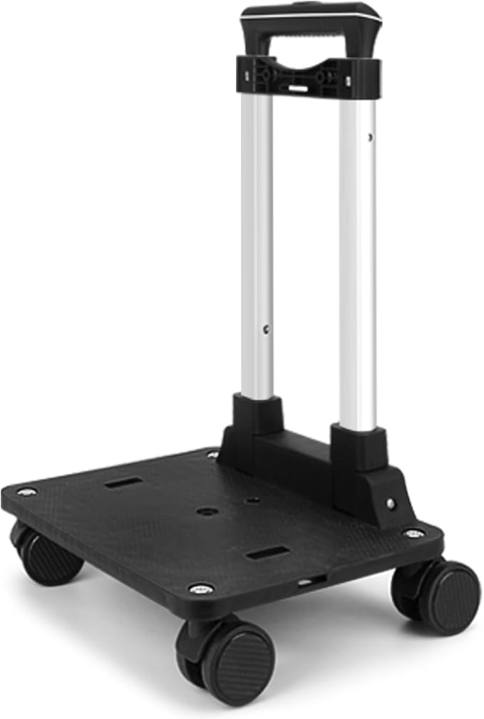 Zoofen Folding Hand Truck Lightweight Luggage Cart with 4 Wheels Compact Trolly Cart with 2 Elastic Ropes for Luggage,Backpack, Bags, Travel and Office Use(24 * 31cm)