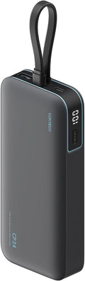 CUKTECH 20,000mAh Power Bank with Built-in USB-C Cable, 40W PD Fast Charging Portable Charger, 3-Port Battery Pack for iPhone 17/16, Samsung S26/S25, iPad Pro, MacBook Air, Travel Essentials