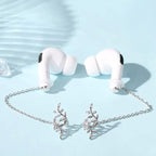 ZOSTLAND 1 Pair Creative Earphone Anti Lost Earring Clip Earclip Strap Wireless Earhook Earbud Ear Bud Holder Connector Compatible with Airpods 1/2/Pro/3 Beats Fit Pro Sony (Sliver Leaf)