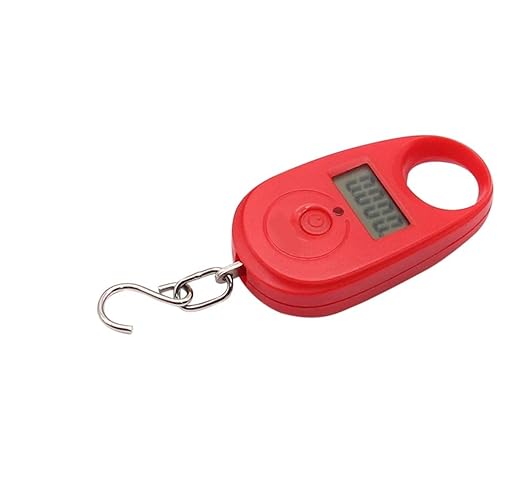 Luggage Weight Scale, 4pcs 50kg/5g Mini Digital Scale Portable Electronic Fishing Weight Pocket Luggage Scales Hanging Hook LCD Weighing Tool,for Travel(Red)