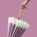 ThreeH Big Beatiful Umbrella with Arc Classic Wood Handle 16 Ribs 48" Windproof Sturdy Stick Rain Umbrella