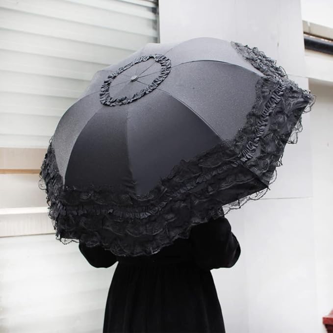 WANLIAN Folding umbrella Travel Umbrella Folding UV Resistance Lace Parasol Umbrella Sun Umbrella For Women Girls sunshades with lace decoration